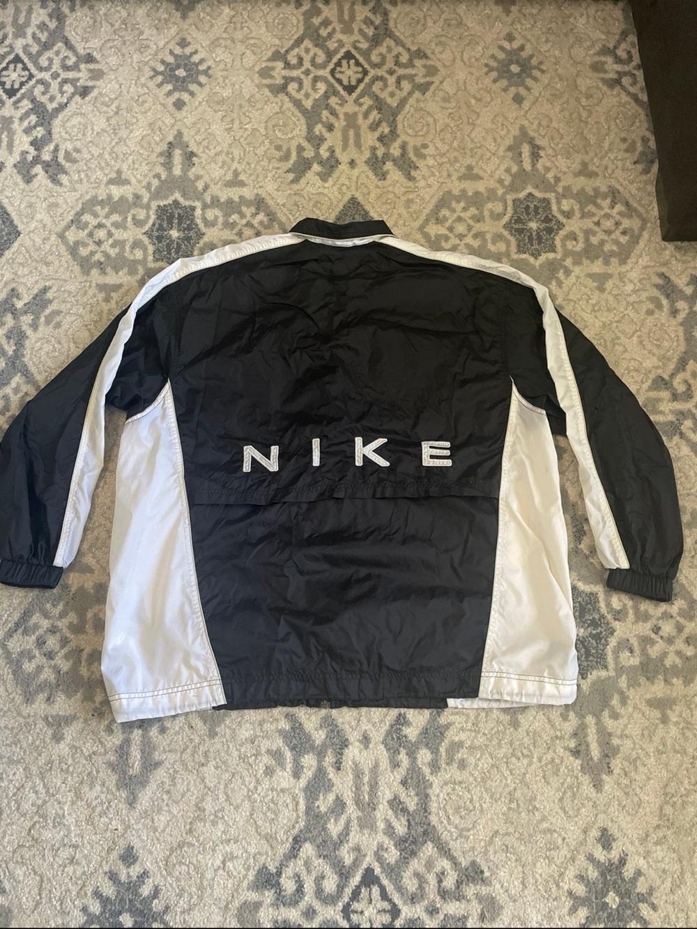 Vintage 90s Nike Spellout Windbreaker Jacket Black White XL